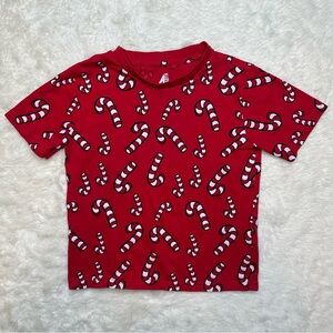 American Dream Team Network T-Shirt Christmas Candy Canes Red & White Size 6